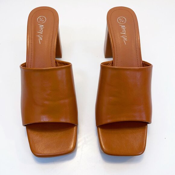 Nasty Gal Faux Leather Block Heel Open Toe Mules, Size 10 - Picture 3 of 8